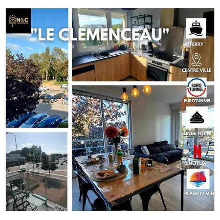 Le Clemenceau Appart-calais Nord-balcon-plage Lejlighed *