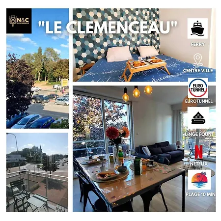 Le Clemenceau Appart-calais Nord-balcon-plage Apartamento